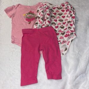 Baby starters 6month monkey set, pink white monkeys and hearts